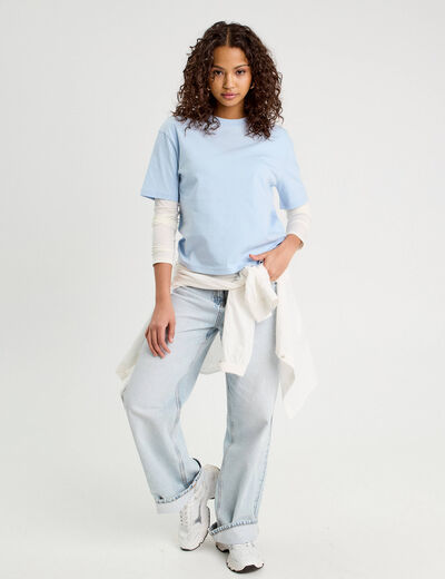 T-shirt manches courtes bleu ciel femme