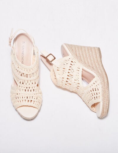 Sandales avec talons compensés ivoire femme