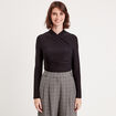 Blouse satin drapé noir femme