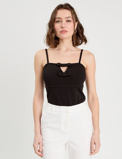 Débardeur détails noeuds noir femme