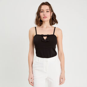 debardeur details noeuds noir femme Débardeur détails noeuds noir femme