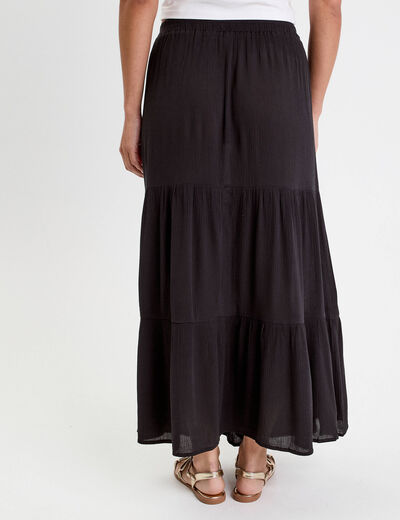 Jupe longue évasée noir femme