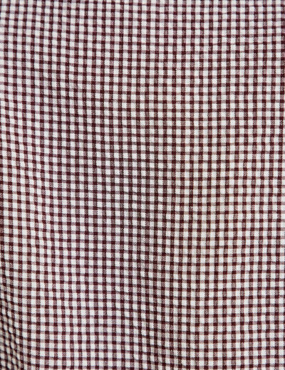 Chemise cintr&eacute;e manches courtes marron femme
