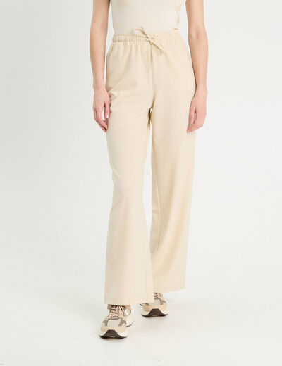 Pantalon large ivoire femme