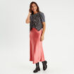 Jupe midi évasée satin rose pastel femme