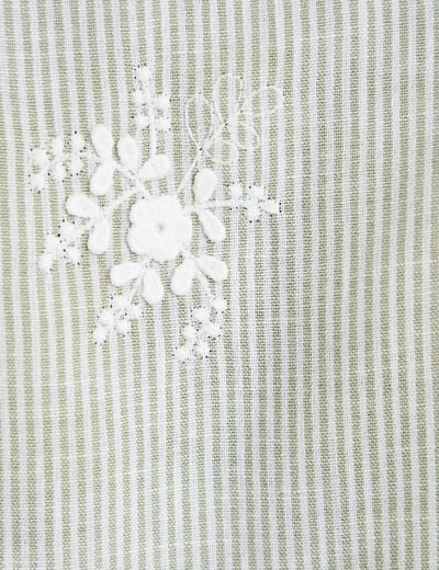 Blouse col tunisien vert kaki femme