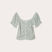 Blouse manches courtes vert kaki femme