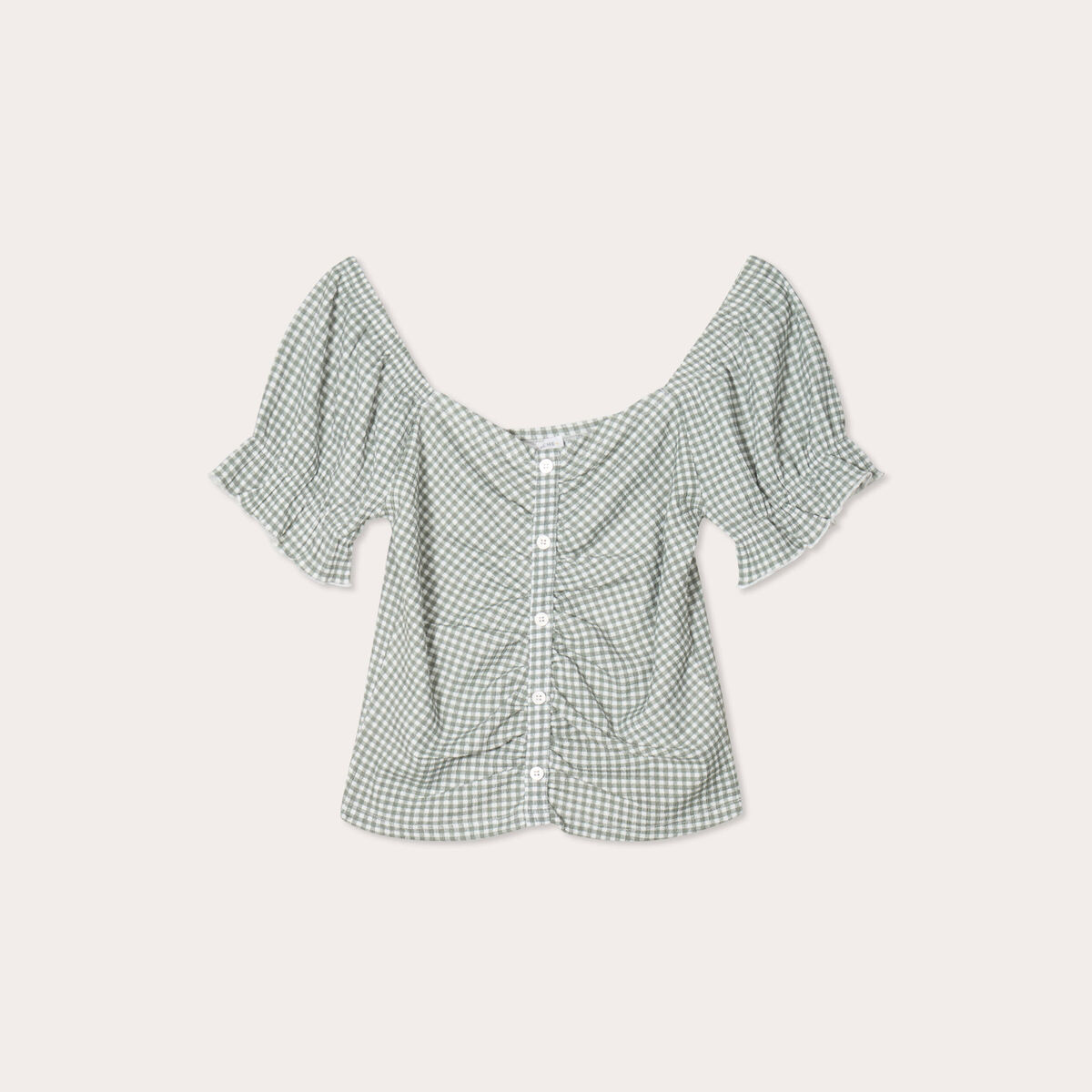Blouse manches courtes vert kaki femme