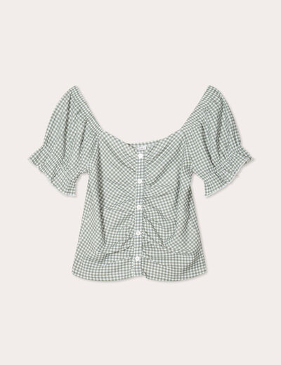 Blouse manches courtes vert kaki femme