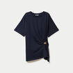 T-shirt &agrave; fronces avec bijou bleu marine femme