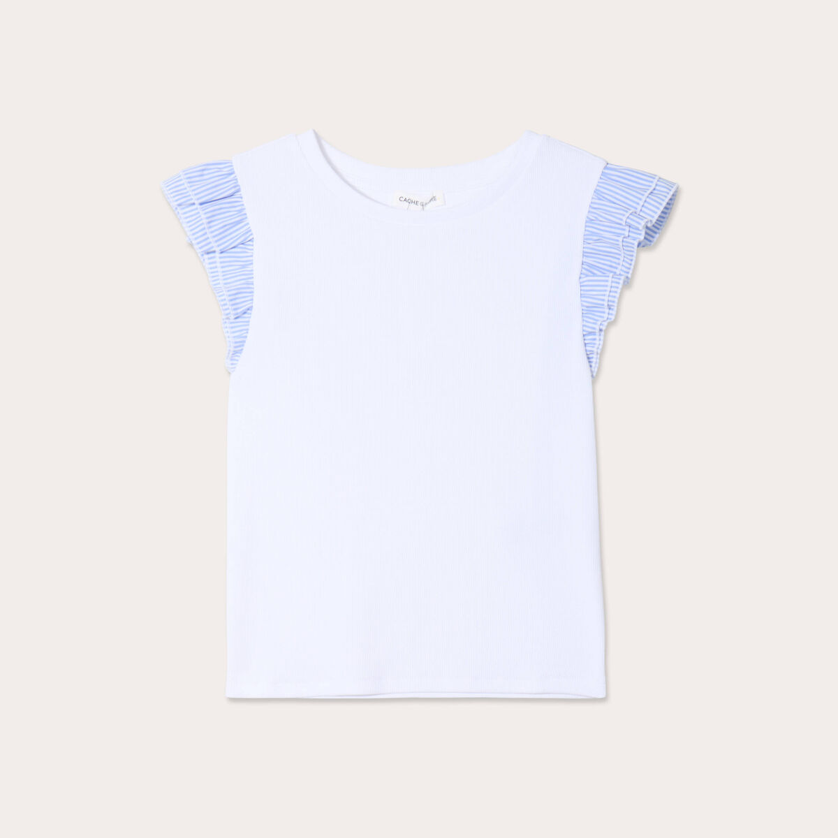 Débardeur volants épaules blanc femme