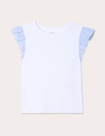 Débardeur volants épaules blanc femme