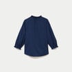 Blouse ample broderie manches 3/4 bleu femme