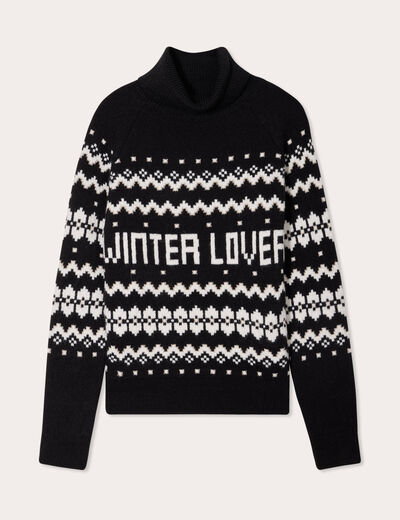 Pull avec col roulé noir femme