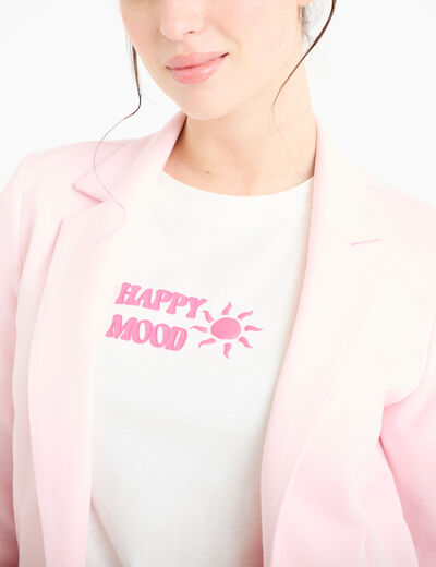 Veste blazer cintr&eacute;e rose clair femme
