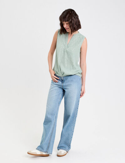 Blouse sans manches vert olive femme