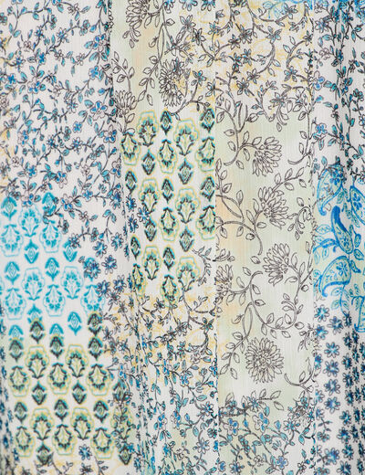 Robe longue évasée col en V bleu femme