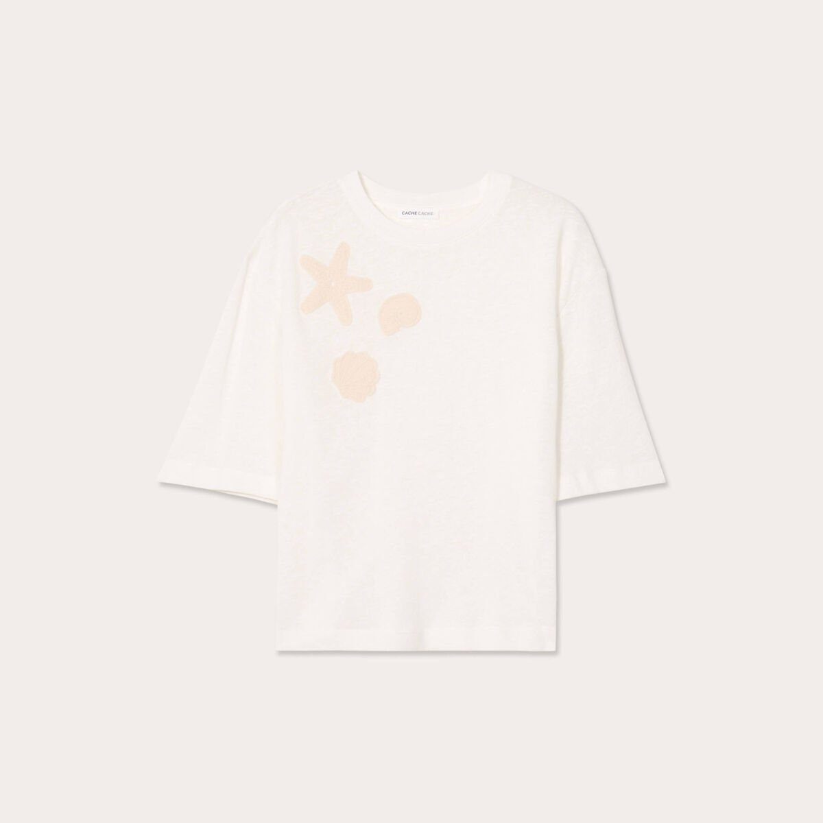 T-shirt manches courtes ecru femme