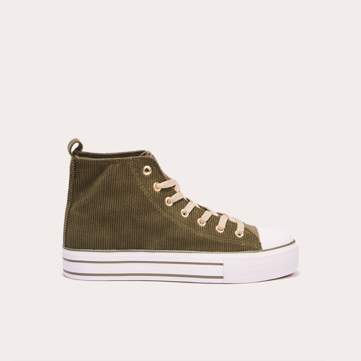 Baskets montantes compensées vert kaki femme