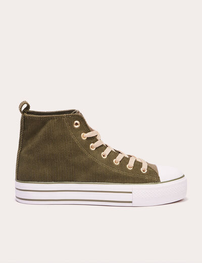 Baskets montantes compensées vert kaki femme