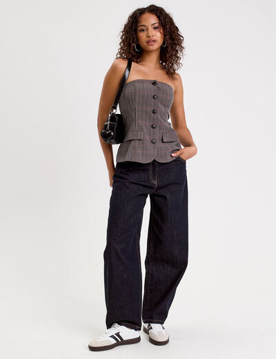 Bustier cintr&eacute; gris fonc&eacute; femme