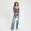 T-shirt manches longues 2-en-1 gris foncé femme