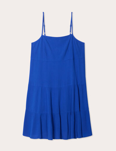 Robe évasée bretelles fines bleu electrique femme