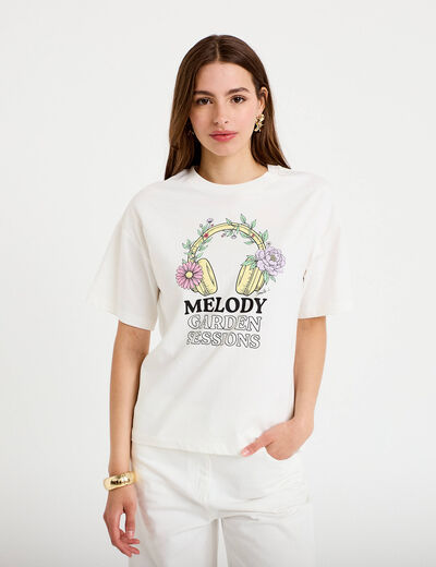 T-shirt oversize manches courtes blanc femme