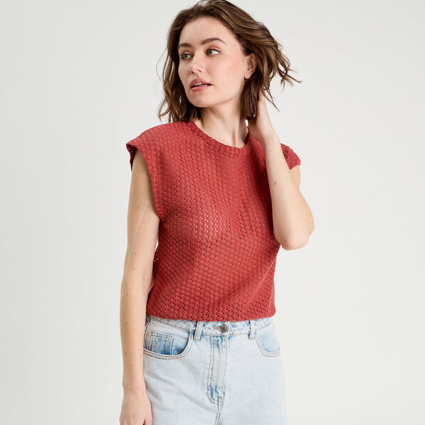 debardeur ajoure vieux rose femme Débardeur ajouré vieux rose femme