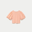 Blouse effet boule manches courtes orange femme