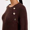Robe pull d&eacute;tails de boutons marron fonc&eacute; femme