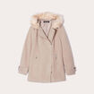 Manteau droit avec capuche beige femme