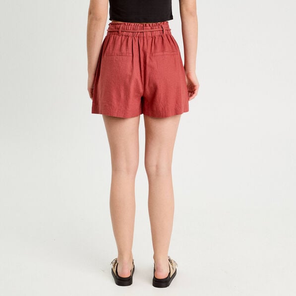 short regular contenant du lin vieux rose femme Short regular contenant du lin vieux rose femme