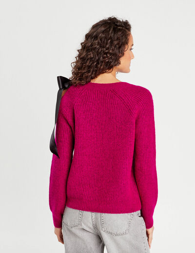 Pull avec noeud rose fushia femme