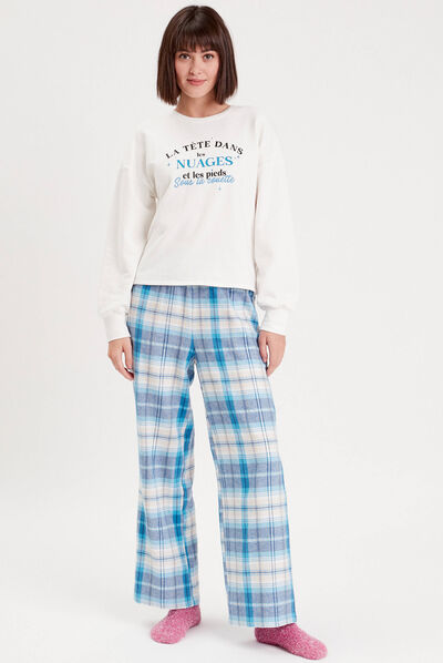 Ensemble pyjama 2 pièces bleu pastel femme