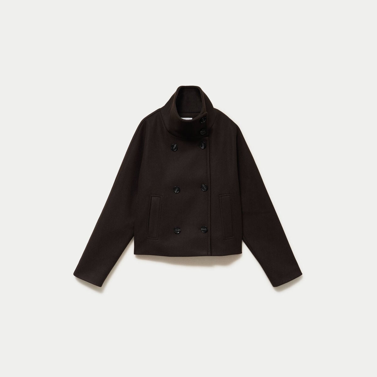 Caban court col montant marron fonc&eacute; femme
