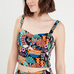 Bustier cropped bretelles noir femme