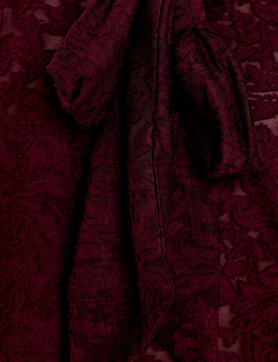 Blouse col lavalli&egrave;re bordeaux femme