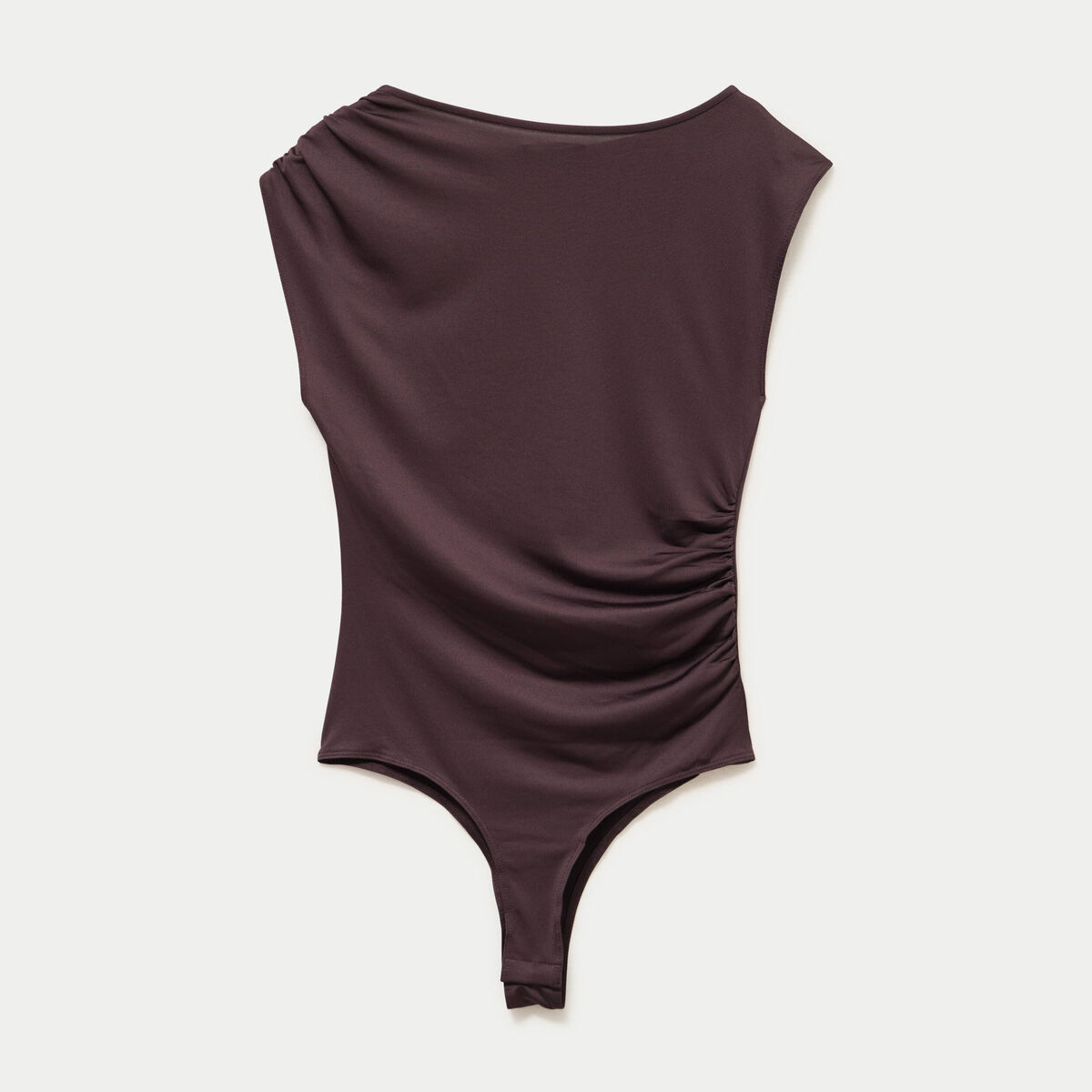 Body ajust&eacute; d&eacute;collet&eacute; sans manches marron fonc&eacute; femme