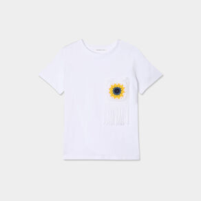 T-shirt poche crochet blanc femme