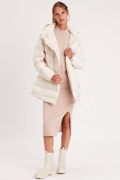 Pull col montant sable femme