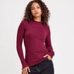 T-shirt manches longues c&ocirc;tel&eacute; bordeaux femme
