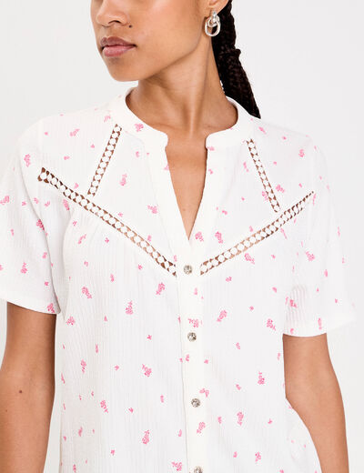 Blouse manches courtes blanc femme