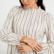 Blouse ajour&eacute;e manches longues blanc femme
