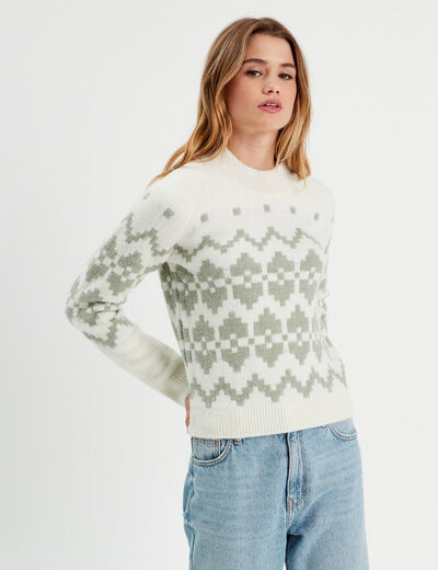 Pull col montant gris clair femme