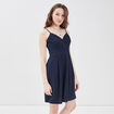 Robe évasée avec bretelles bleu marine femme