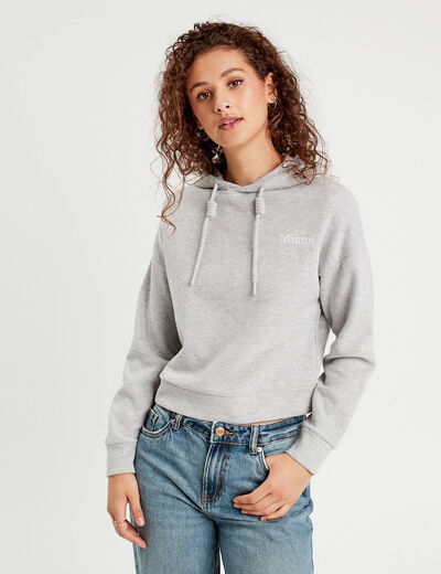 Sweat à capuche gris clair femme