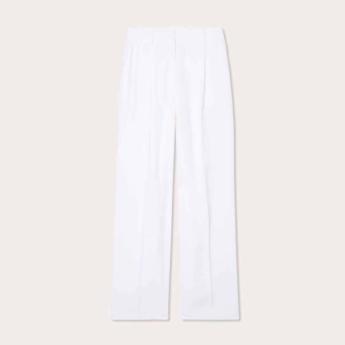 Pantalon large pinces blanc femme