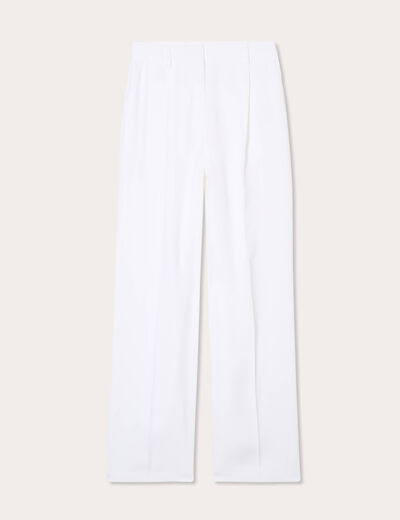 Pantalon large pinces blanc femme