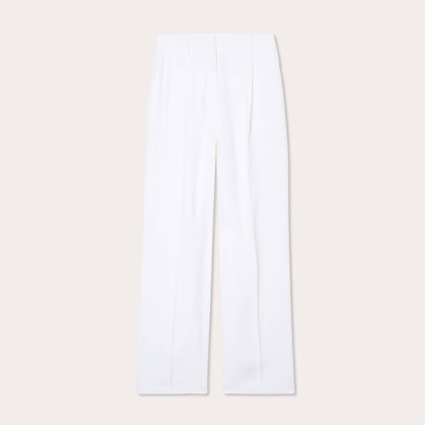 Pantalon large pinces blanc femme